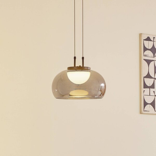 Lampa wisząca szklana Dain Lucande, aluminiowy / szary / cynkowy, salon / jadalnia, szkło, nowoczesny