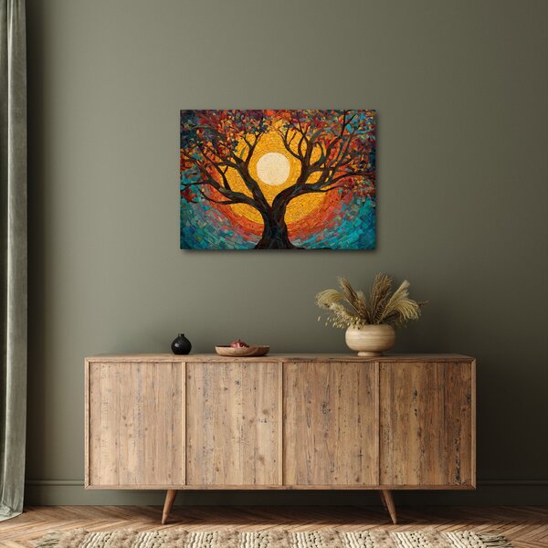 Obraz - Słońce w koronie drzewa życia (70x50 cm)