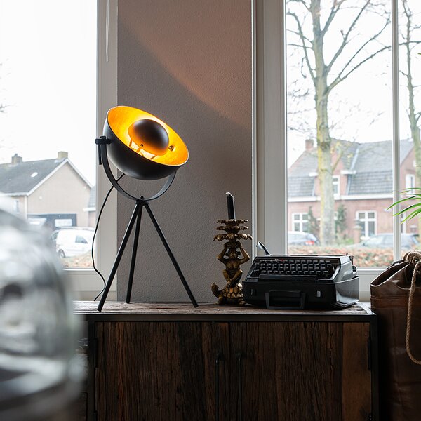 Lampa stołowa czarna ze złotem 63,3 cm, trójpodporowa, regulowana - Magnax