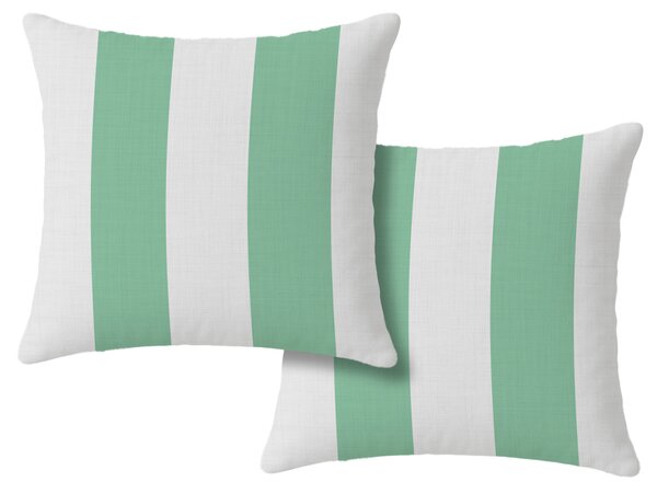 Zestaw 2 sztuk dekoracyjnych poszewek na poduszki STRIPES 45x45 cm, biało-zielona