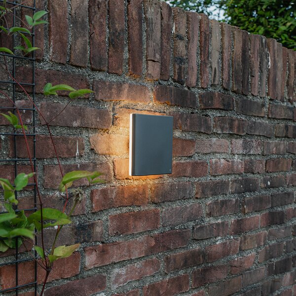 Designerska lampa ścienna z aluminium w kolorze szarym 15 cm z wbudowaną diodą LED 9W - Skyf