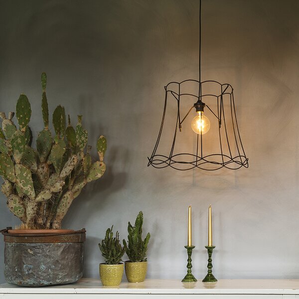 Retro lampa wisząca czarna 45 cm - Granny Frame