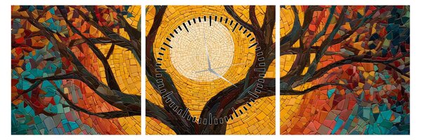 Obraz - Słońce w koronie drzewa życia (z zegarem) (90x30 cm)