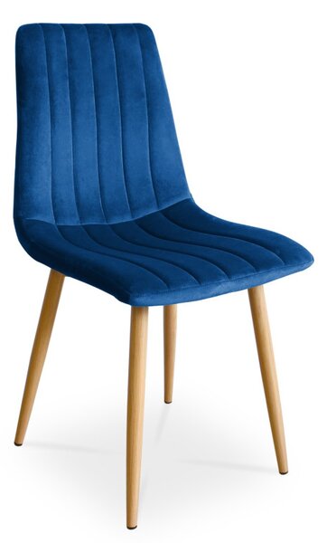 Krzesło tapicerowane do jadalni TUX velvet granatowy / noga dąb