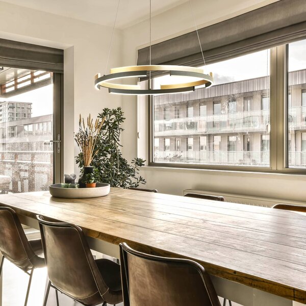 FISCHER & HONSEL Lampa wisząca Circly, możliwość ściemniania, czarny, salon / jadalnia, metal, nowoczesny