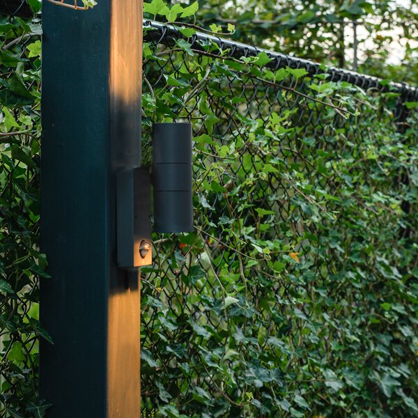 Lampa ścienna zewnętrzna antracytowa z czujnikiem ruchu 2-światła IP44 - Duo