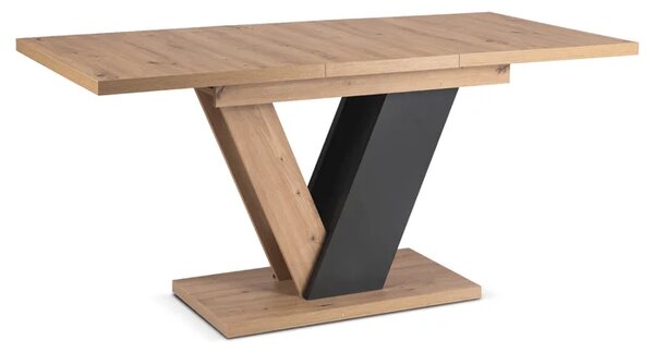 Zestaw Stół Prostokątny Rozkładany CLARK 120-160 cm Dąb Artisan/Czarny i 6 Krzeseł Tapicerowanych TEX Szarych
