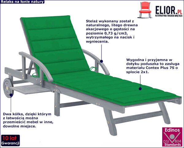 Zielony leżak ogrodowy R3-H78