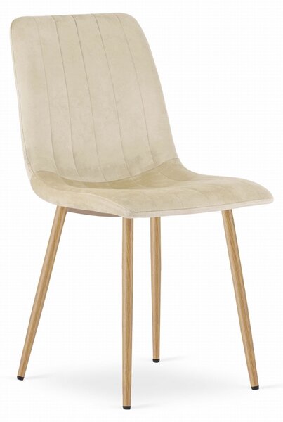 Zestaw jadalniany 1 + 4, biały stół jadalny ADRIA 120x80 cm + kremowe aksamitne krzesło LAVA