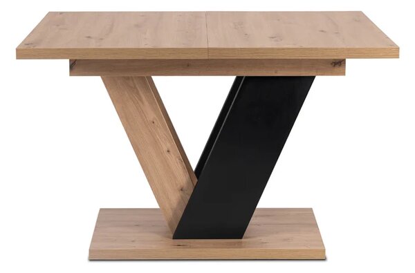 Zestaw Stół Prostokątny Rozkładany CLARK 120-160 cm Dąb Artisan/Czarny i 6 Krzeseł Tapicerowanych TEX Szarych