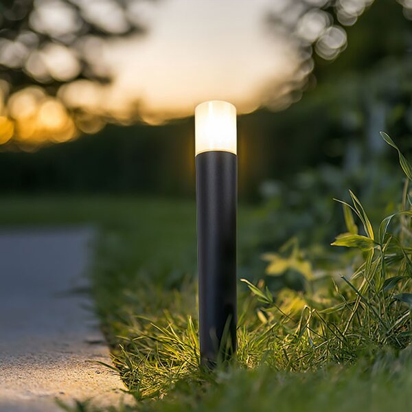 Lampa zewnętrzna czarna z opalem białym kloszem 50 cm - Odense