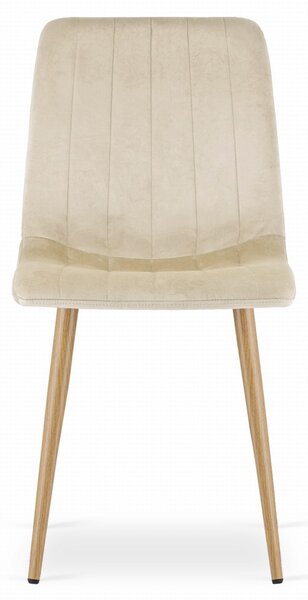 Zestaw jadalniany 1 + 4, biały stół jadalny ADRIA 120x80 cm + kremowe aksamitne krzesło LAVA