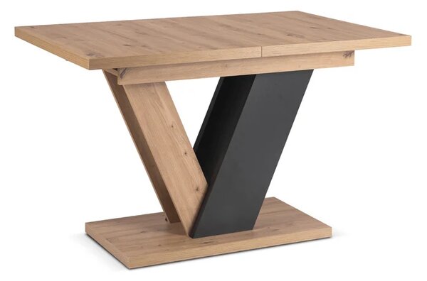Zestaw Stół Prostokątny Rozkładany CLARK 120-160 cm Dąb Artisan/Czarny i 6 Krzeseł Tapicerowanych TEX Szarych