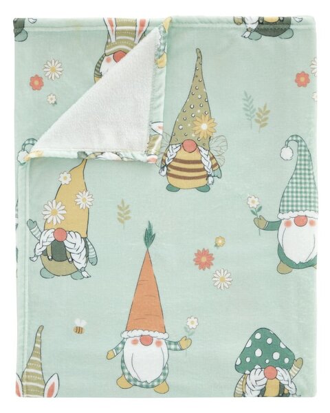 Jasnozielony koc z wielkanocnym motywem z mikropluszu 130x170 cm Spring Gonks – Catherine Lansfield