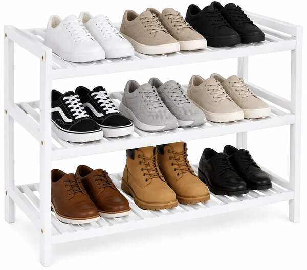 Biała bambusowa szafka na buty z 3 półkami R1-K45