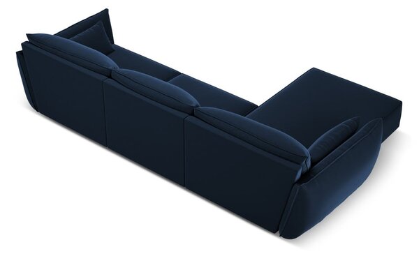 Ciemnoniebieski aksamitny narożnik (lewostronny/z szezlongiem) Vanda – Mazzini Sofas