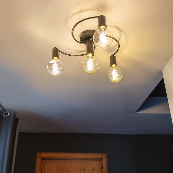 Lampa sufitowa w stylu art deco czarna 4-światłowa - Facil