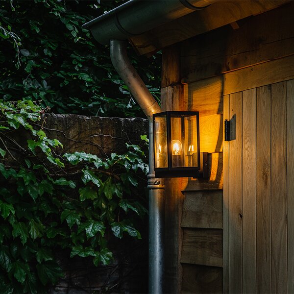 Nowoczesna lampa ścienna zewnętrzna czarna ze szkłem 30 cm - Rotterdam