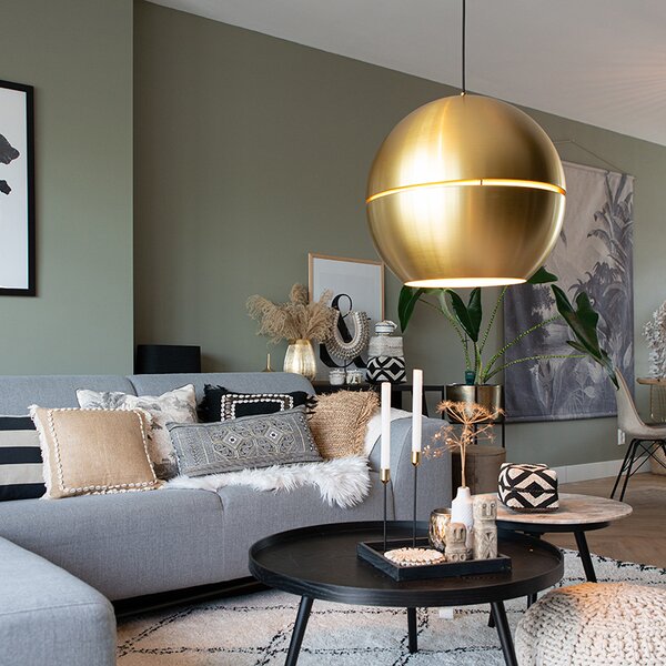 Lampa wisząca w stylu art deco złota 50 cm - Slice