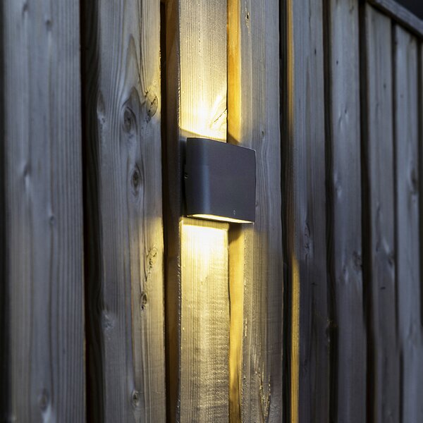 Lampa ścienna zewnętrzna ciemnoszara 17,5 cm z LED IP65 - Batt