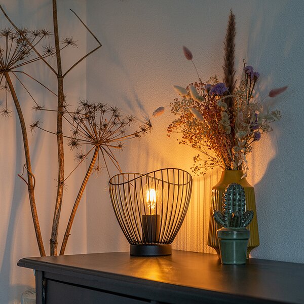 Nowoczesna lampa stołowa czarna 20 cm - Pua