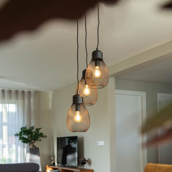 Designerska lampa wisząca czarna 3-światłowa - Raga