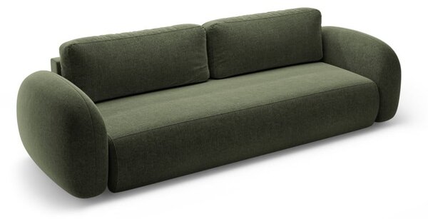Zielona rozkładana/ze schowkiem sofa z tkaniny szenilowej 262 cm Tonale – Cosmopolitan Design