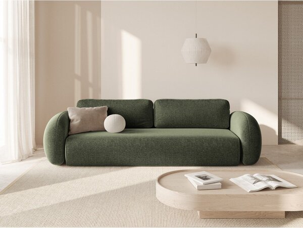 Zielona rozkładana/ze schowkiem sofa z tkaniny szenilowej 262 cm Tonale – Cosmopolitan Design