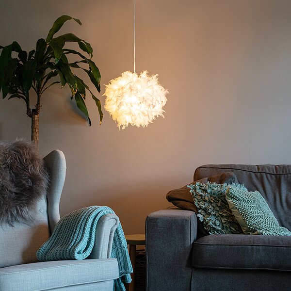 Rustykalna lampa wisząca biała - Feather