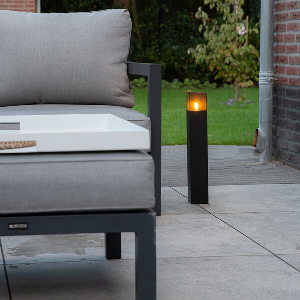 Stojąca lampa ogrodowa czarna 50 cm IP44 z przydymionym szkłem - Denmark