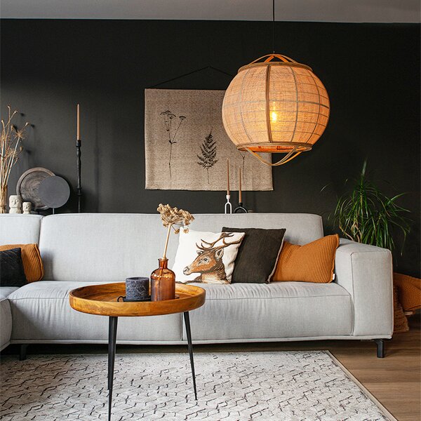 Orientalna lampa wisząca brązowa 58 cm - Pascal