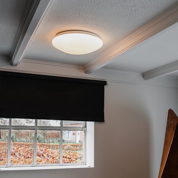Lampa sufitowa biała 33 cm z wbudowanym LED i ściemniaczem z pilotem - Iene