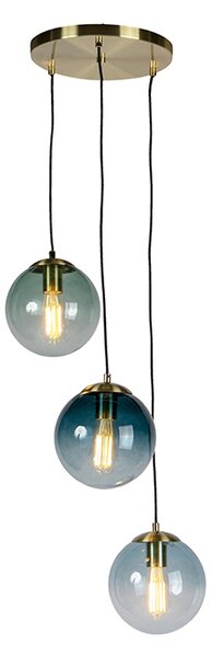 Inteligentna lampa wisząca mosiężna z 3 WiFi ST64 z niebieskim szkłem - Pallon