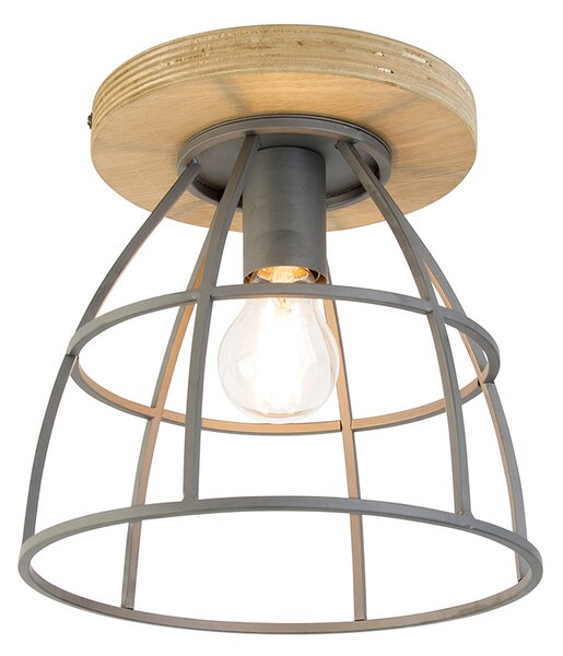 Inteligentna lampa sufitowa ciemnoszara z drewnem w komplecie z WiFi E27 - Arthur
