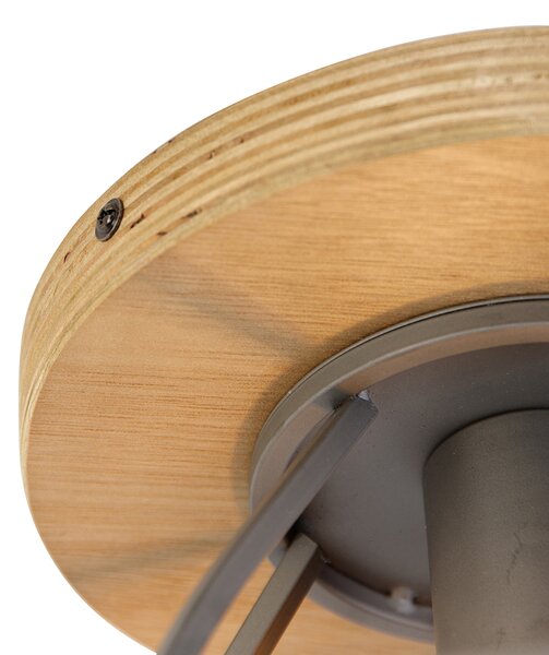 Inteligentna lampa sufitowa ciemnoszara z drewnem w komplecie z WiFi E27 - Arthur