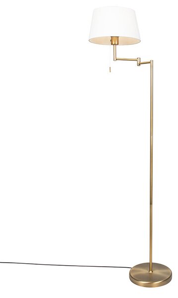 Klasyczna lampa podłogowa brązowa z regulowanym białym abażurem - Ladas Fix