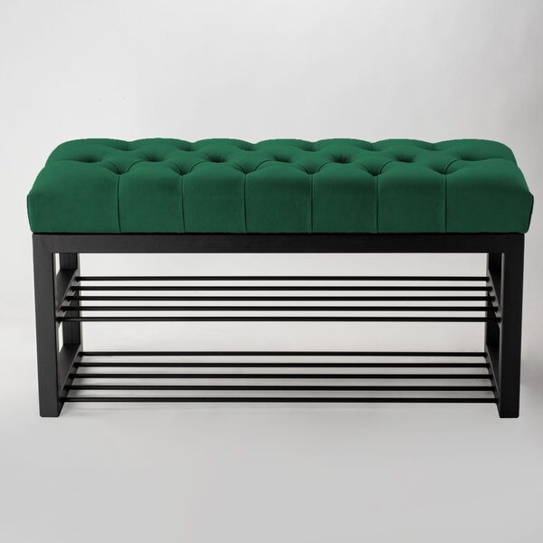 Ławka Pikowana do przedpokoju Industrialna SHELF VELVET - LOFT