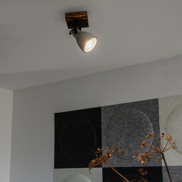 Industrialny reflektor sufitowy drewno z betonem - Creto