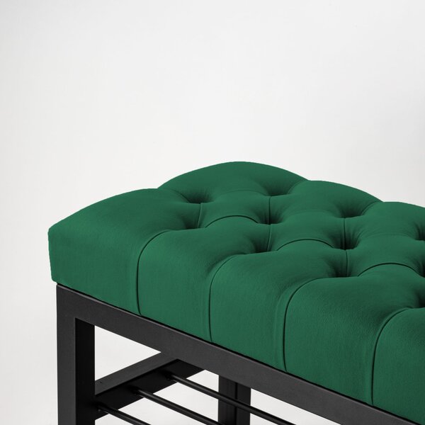 Ławka Pikowana do przedpokoju Industrialna SHELF VELVET - LOFT