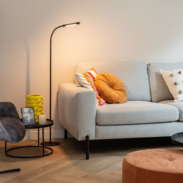 Designerska lampa podłogowa czarna z wbudowanym LED i ściemniaczem dotykowym - Palka