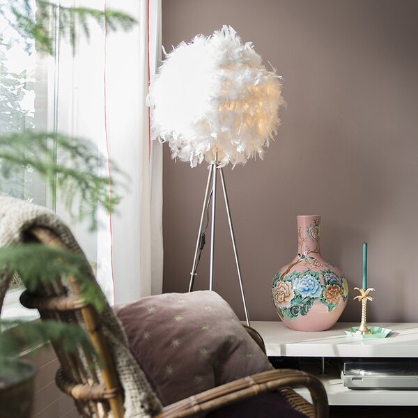 Romantyczna lampa stojąca biała - Feather