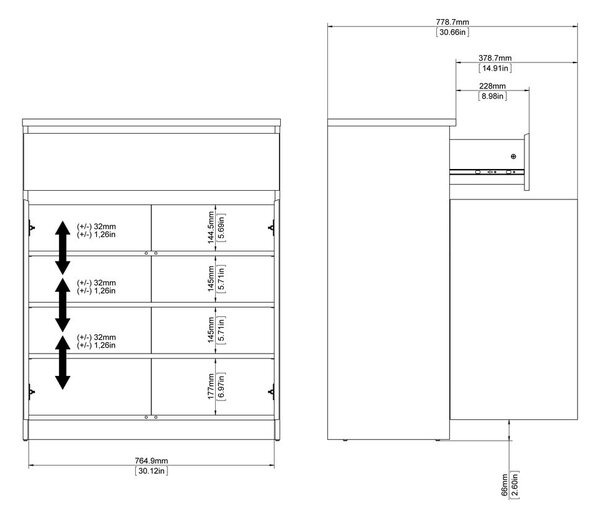 Komoda w dekorze dębu w naturalnym kolorze 80x100x40 cm Naia – Tvilum