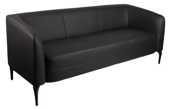 Trzyosobowa Sofa Cosmo Black 3, skórzana, do lobby, do biura, do recepcji, skórzana