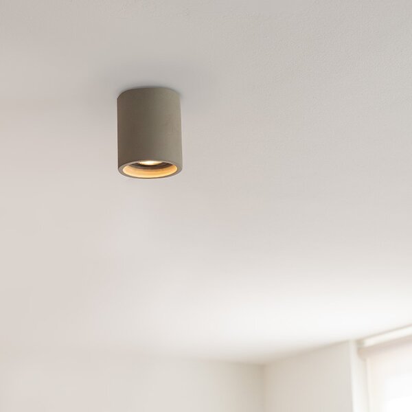 Wiejska betonowa lampa sufitowa okrągła - Deep