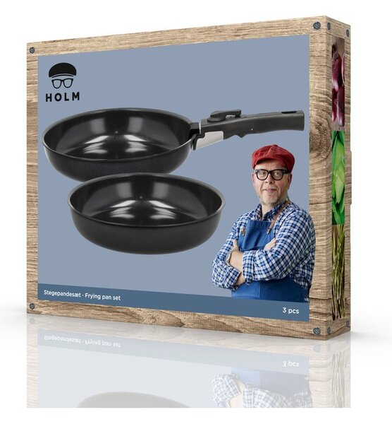 Aluminiowy zestaw patelni z odpinaną rączką z powłoką nieprzywierającą 2 szt. ø 28 cm – Holm