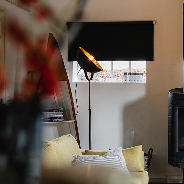 Lampa podłogowa czarna ze złotym wykończeniem 35 cm z regulacją - Magnax