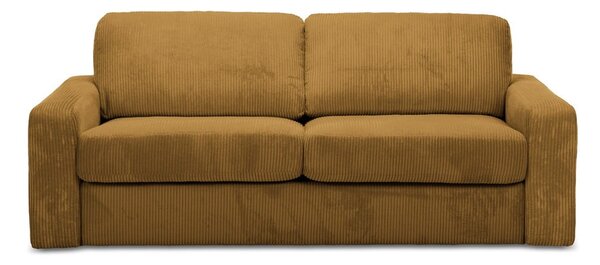 Musztardowa sztruksowa rozkładana sofa 195 cm Nona – Makamii