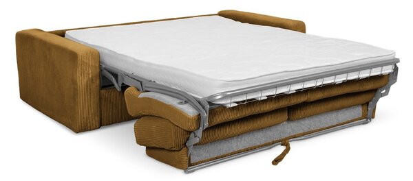 Musztardowa sztruksowa rozkładana sofa 195 cm Nona – Makamii