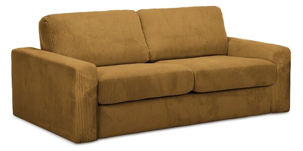 Musztardowa sztruksowa rozkładana sofa 195 cm Nona – Makamii