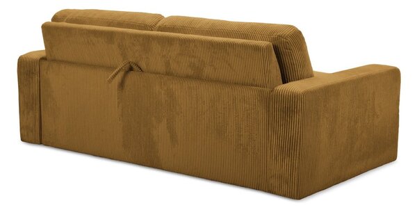 Musztardowa sztruksowa rozkładana sofa 195 cm Nona – Makamii